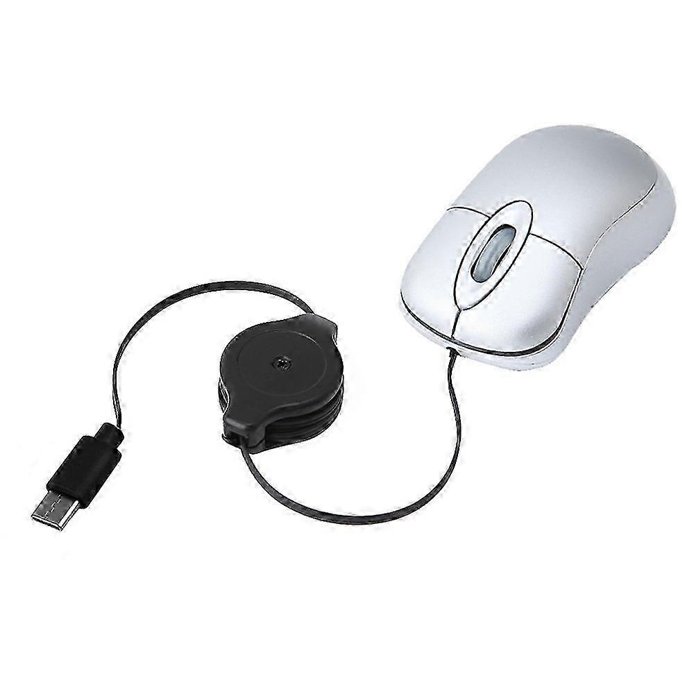 Portable Retractable USB-C Cable Mini Mouse Children Compact Wired Optical Mouse 2025