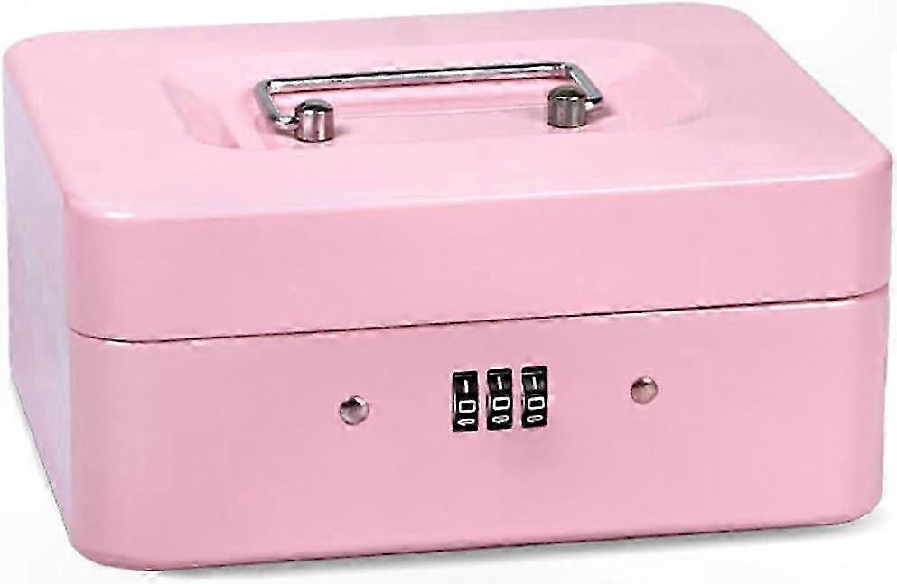 Portable Steel Lock Box, Mini Security Safe for Money and Coins, Durable Pink Storage Solution