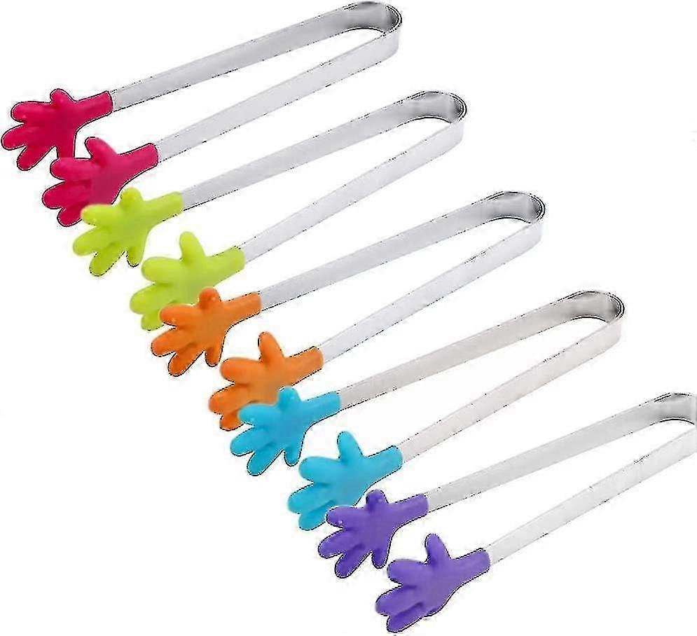 Mini Multi-function Food Tongs,5 Mini Tongs With Designed Silicone Hand Shaped Tongs Best Kitchen Tools
