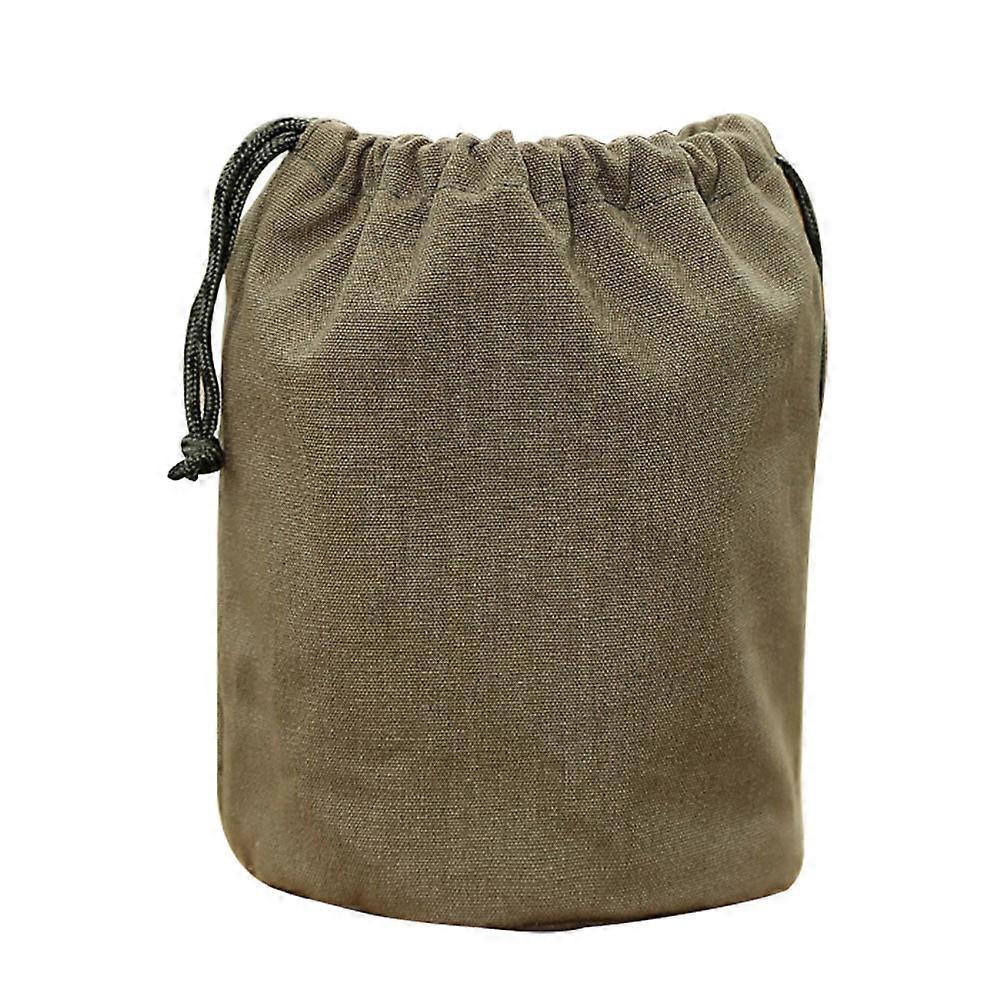 Olive Green Camping Storage Bag Large Capacity Canvas Drawstring for Versatile Use