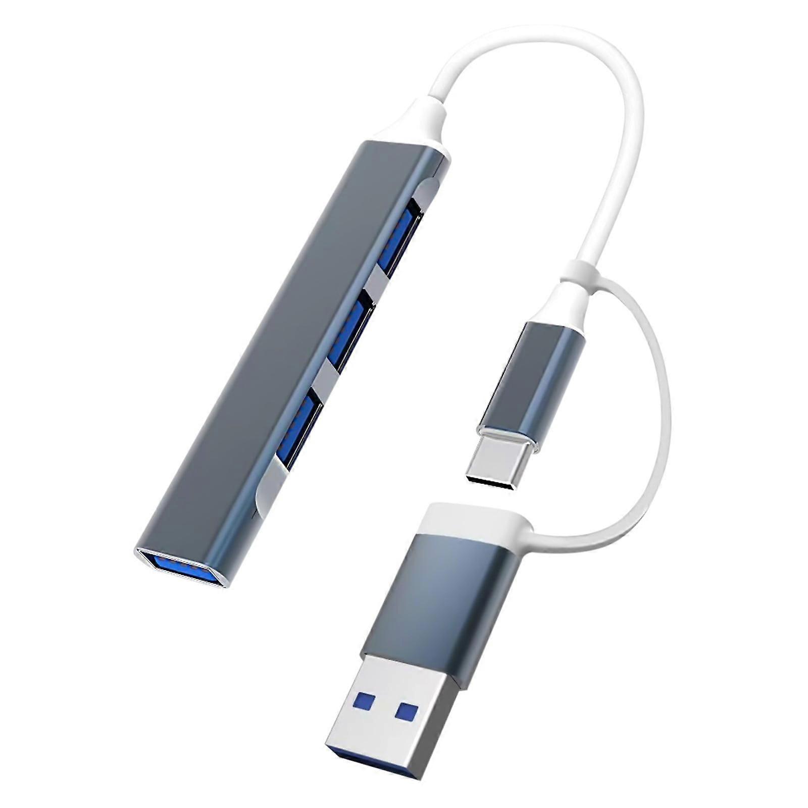 Mini USB Hub 4 Port USB 3.0 Hub Compatible with 2.0, Ultra Slim Aluminum USB Adapter Station, Portable Data Splitter
