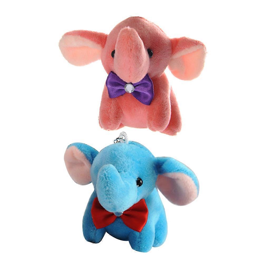Key Ring Small Elephant Hanging Pendant for Decoration 2Pcs Assorted Color