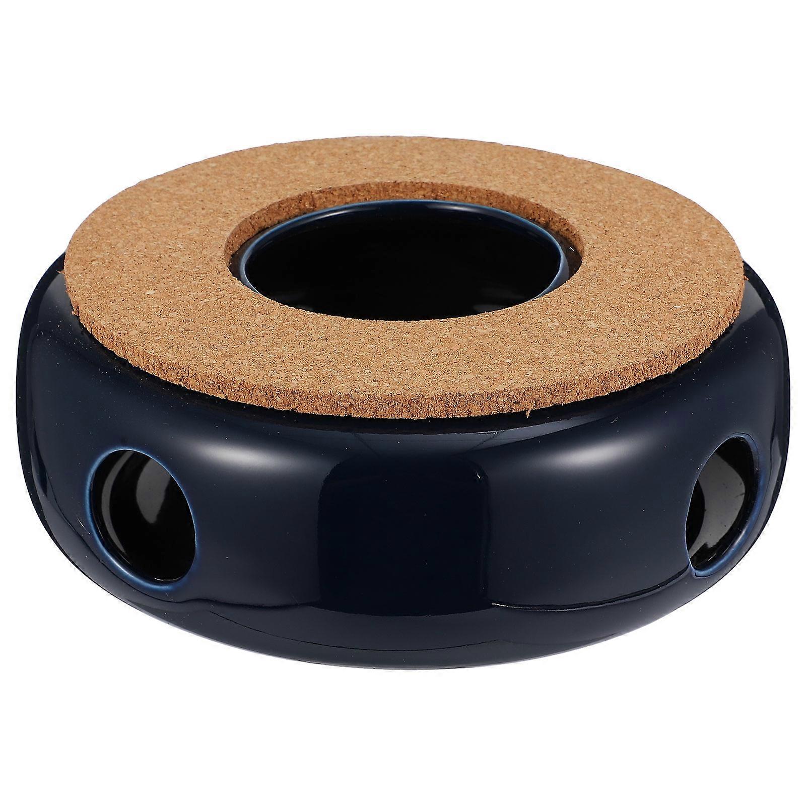 Ceramic Teapot Warmer for Tea Heating 3Pcs Set Blue for Home Office