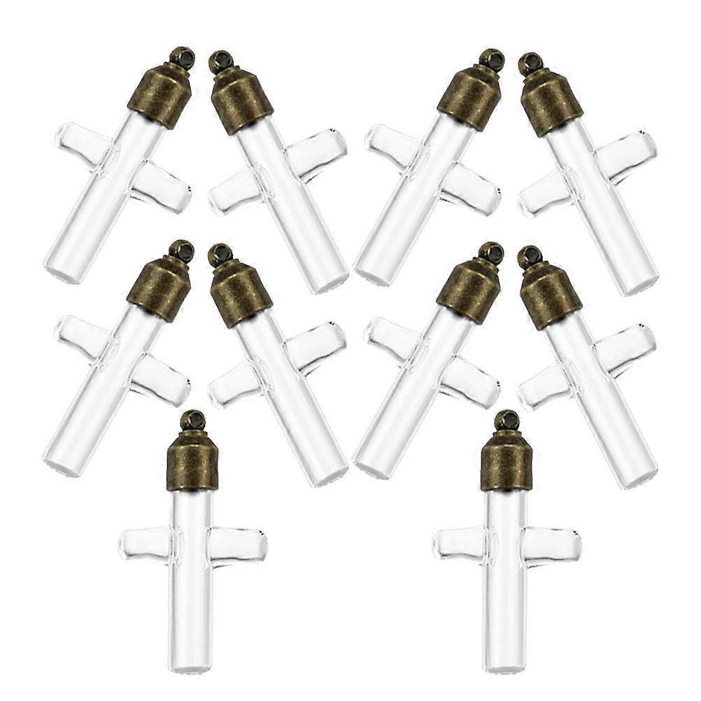 Glass Vial Mini Wish Bottles Cross Shape Decorative 3Sets