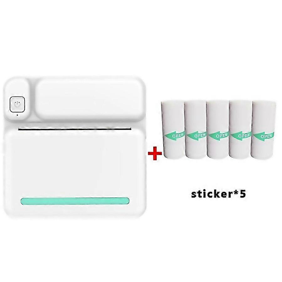 For C19 200dpi Student Homework Printer Bluetooth Inkless Pocket Printer Sticker X 5 Blue