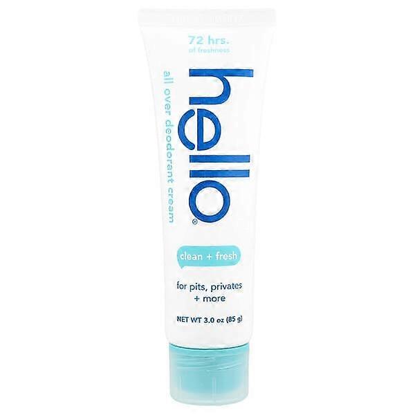 Hello, All Over Deodorant Cream, Clean + Fresh , 3 oz (85 g)