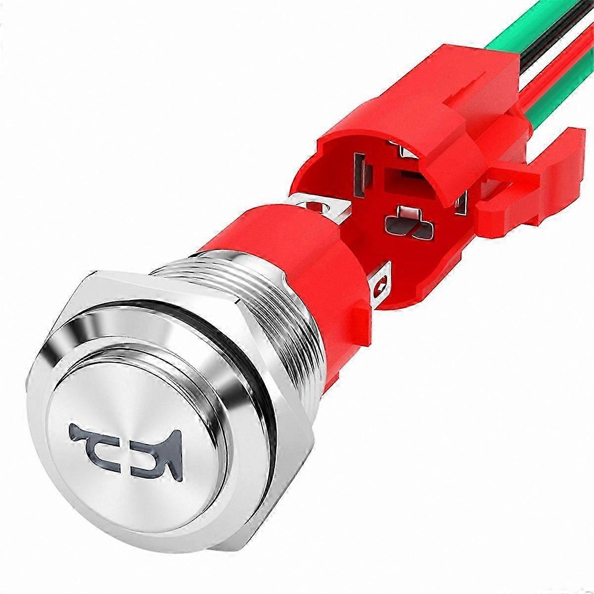 12V 20A Heavy Duty Horn Button, 16mm Metal Momentary Push Switch with LED