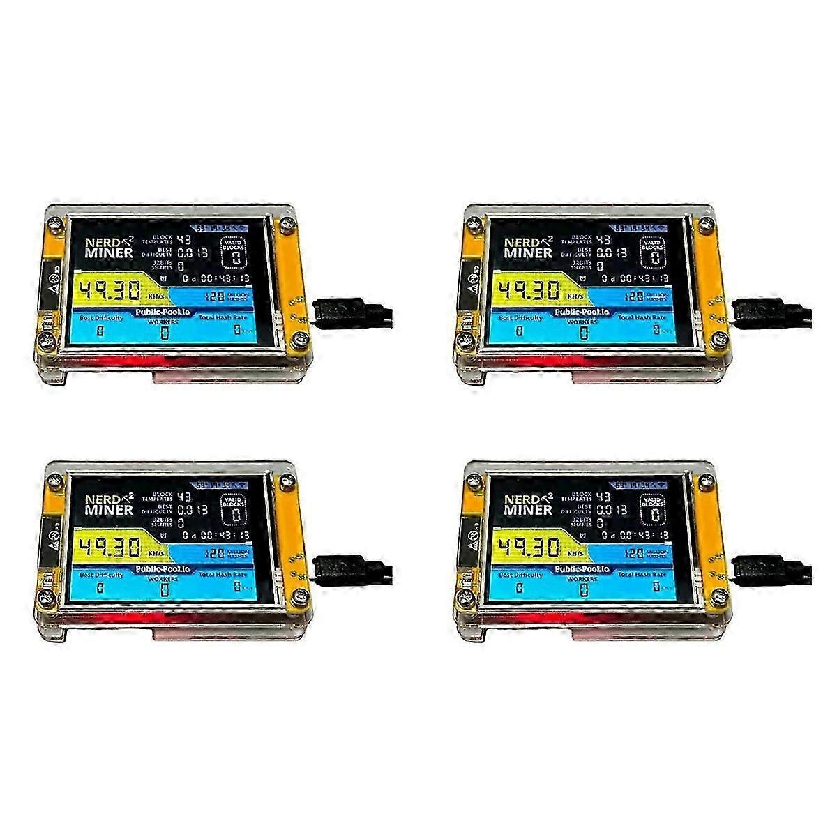 4x New Nerdminer V3 2.8-inch Btc Solo Lottery Nerd Miner Crypto Solo Mining Machine