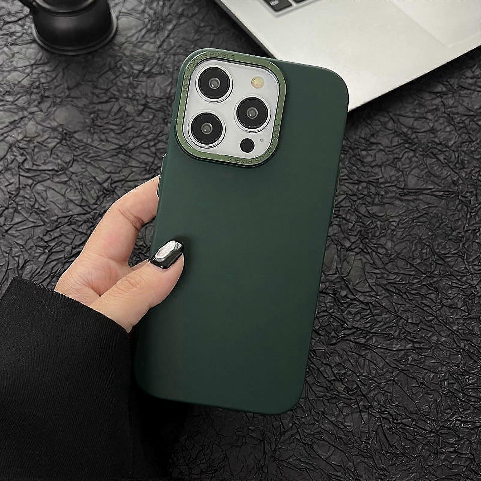 Skin Feeling for compatible with Apple 15 Phone Case Metal Large Hole Lens Circle Suitable for compatible with Iphone14 promax Matte Protective Case