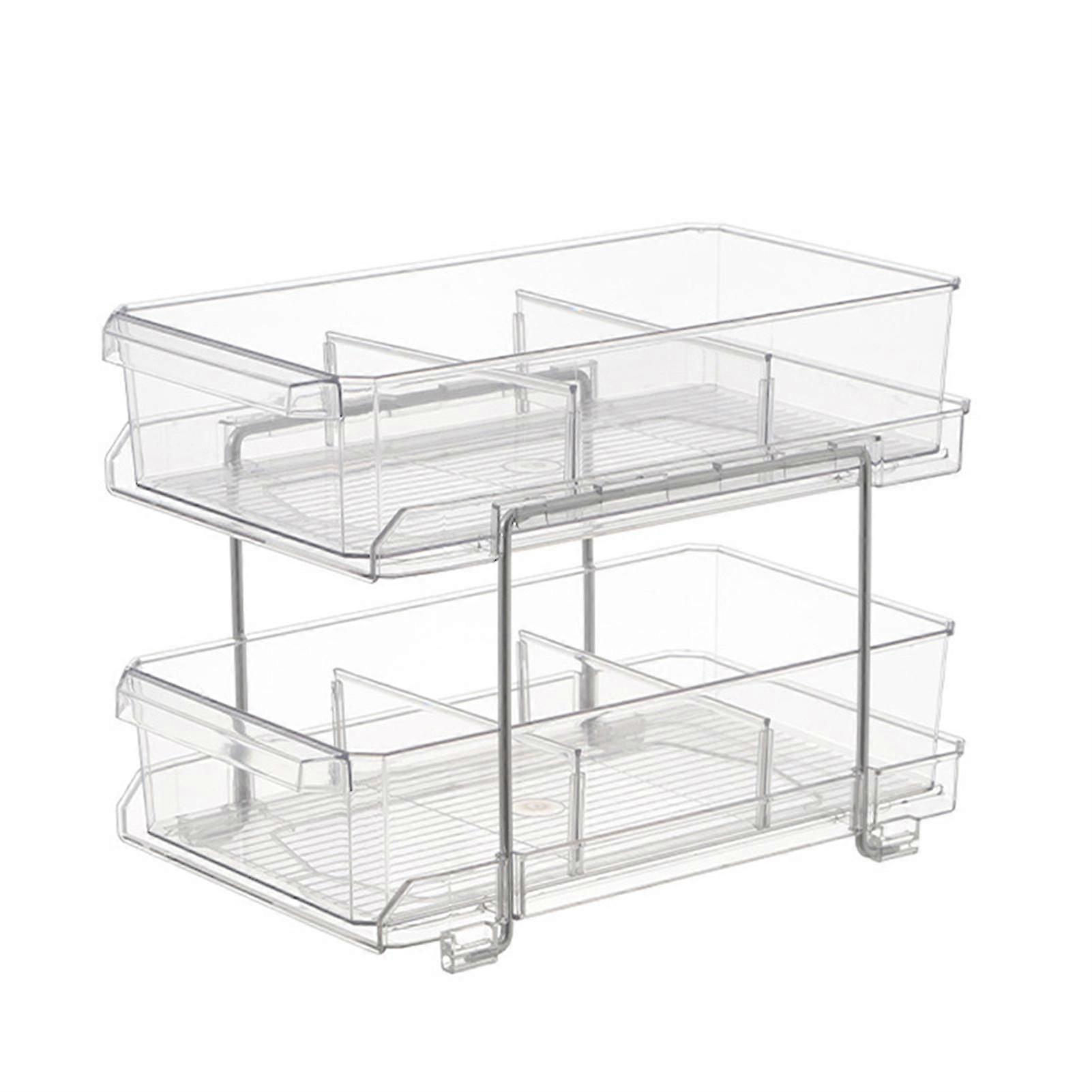 2- Tier Stackable Desktop Storage Box Multi Purpose Desk Organizer For Snacks Stationery Makeup