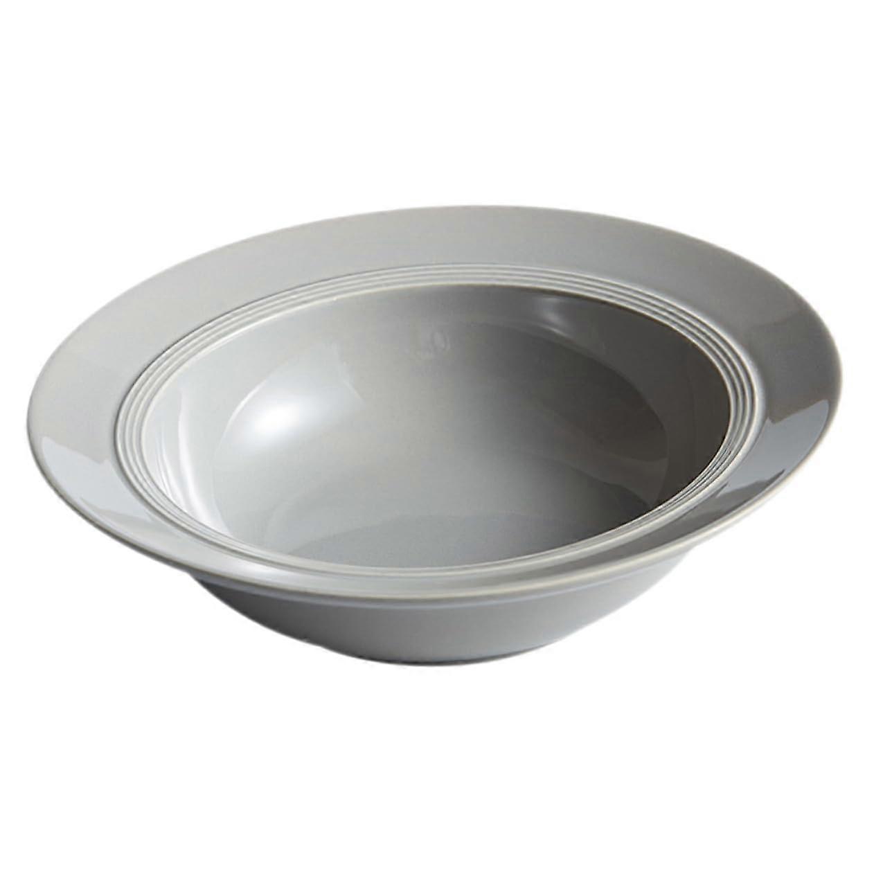 Ceramic Pasta Plate With Rimmed Edge Porcelain Dinnerware Light Grey 10Inch EasyClean Surface For Soup And Salad