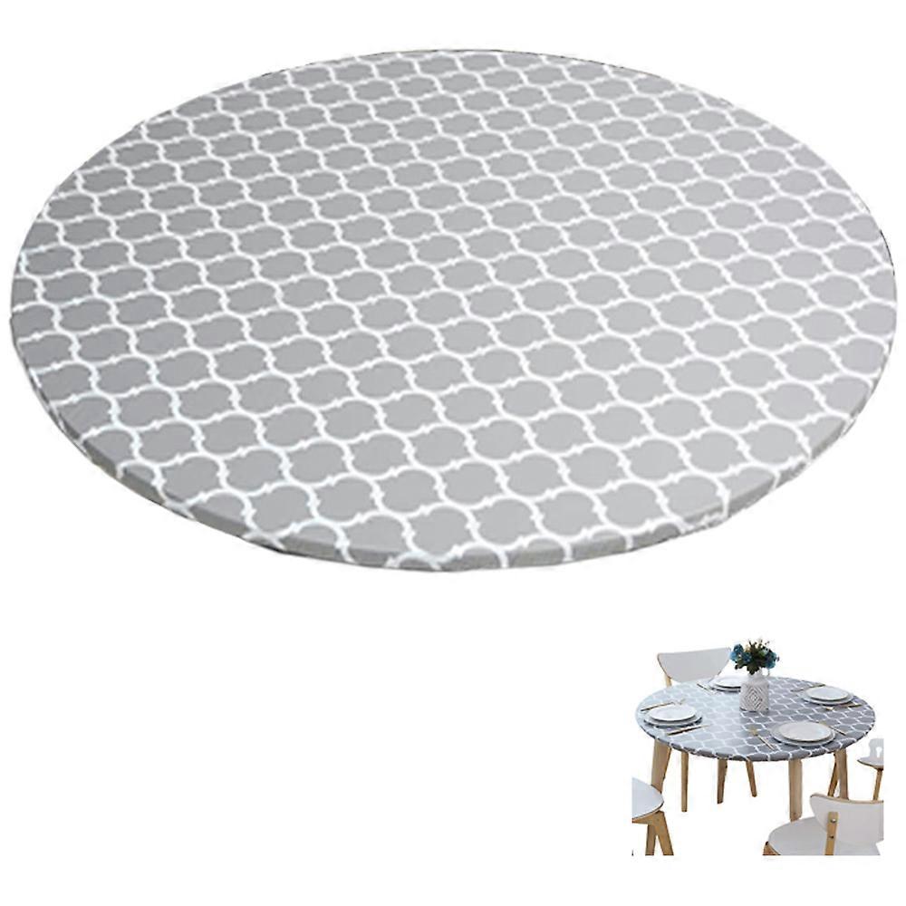 Round Fitted PVC Tablecloth Water Resistant Round Table Cover