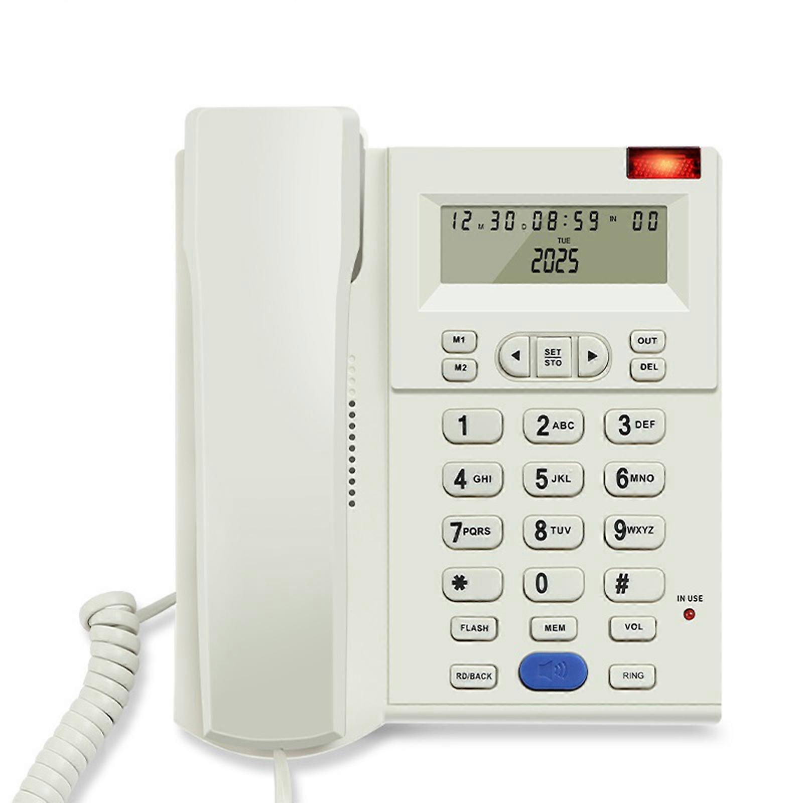 Large Button Phone for Seniors Corded Phone Noise Reduction Phone with Call Display for Hearing Guest Room Hotel Office  White