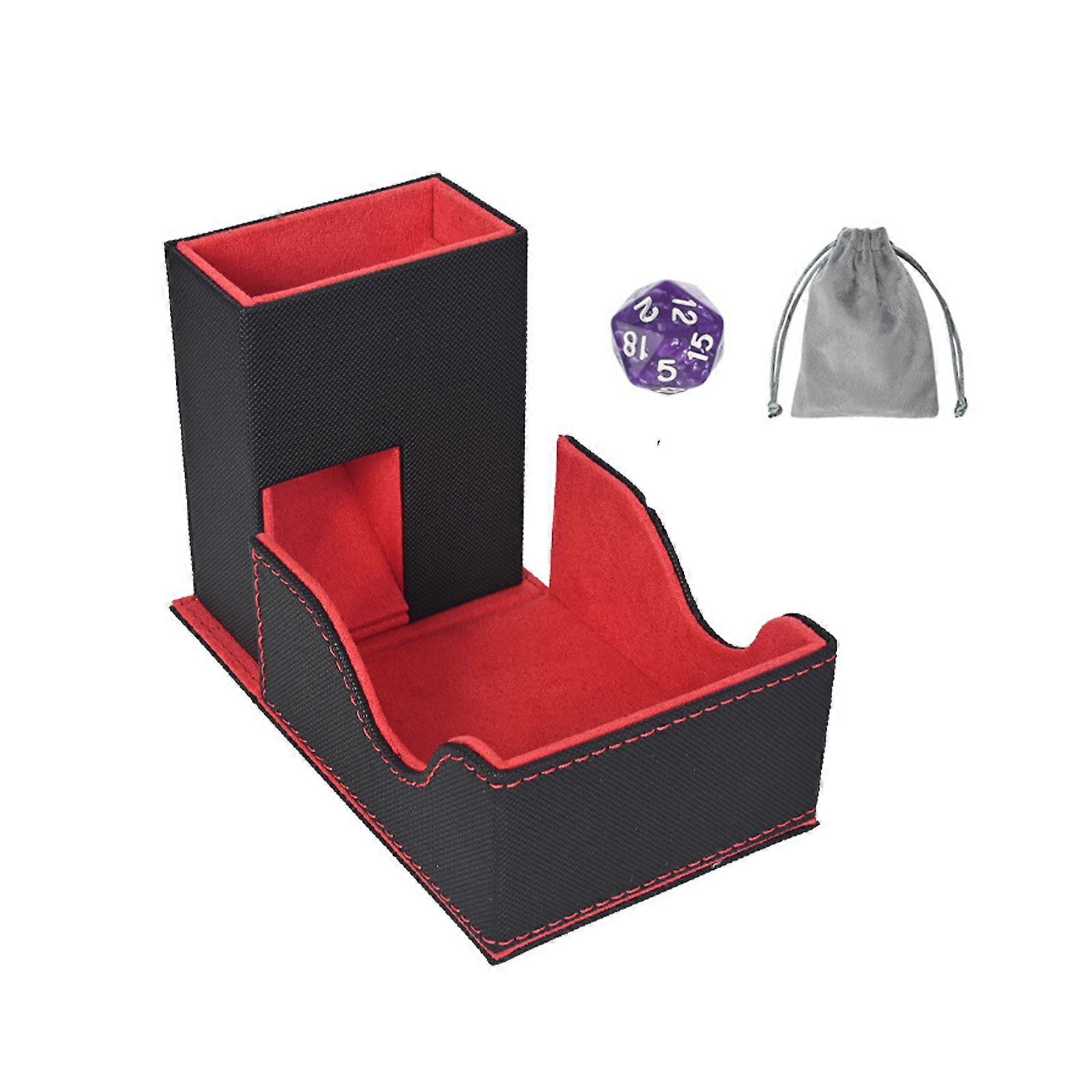Space Saving Rollable Dices Storage Box With Anti Slip Base for RPG and Game Night  Red