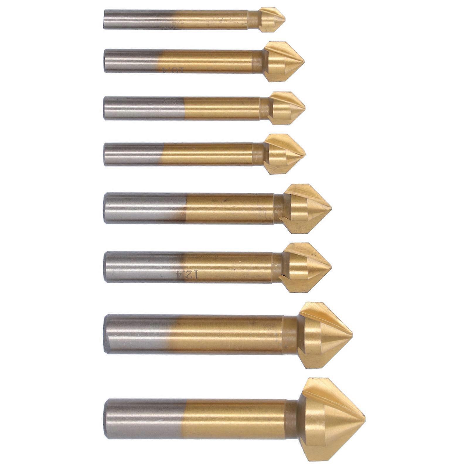 8Pcs Chamfering End Mill Sturdy Durable Convenient RustProof AntiCorrosion Countersink Drill Bit