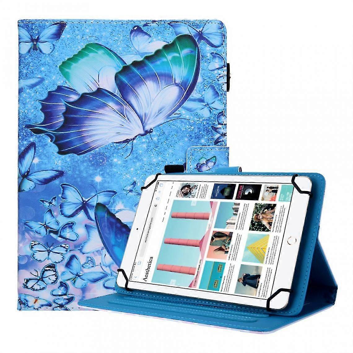 Universal Blue Butterfly Stylish Pattern Printing Pu Case For 8 Inch Tablets @BUGU