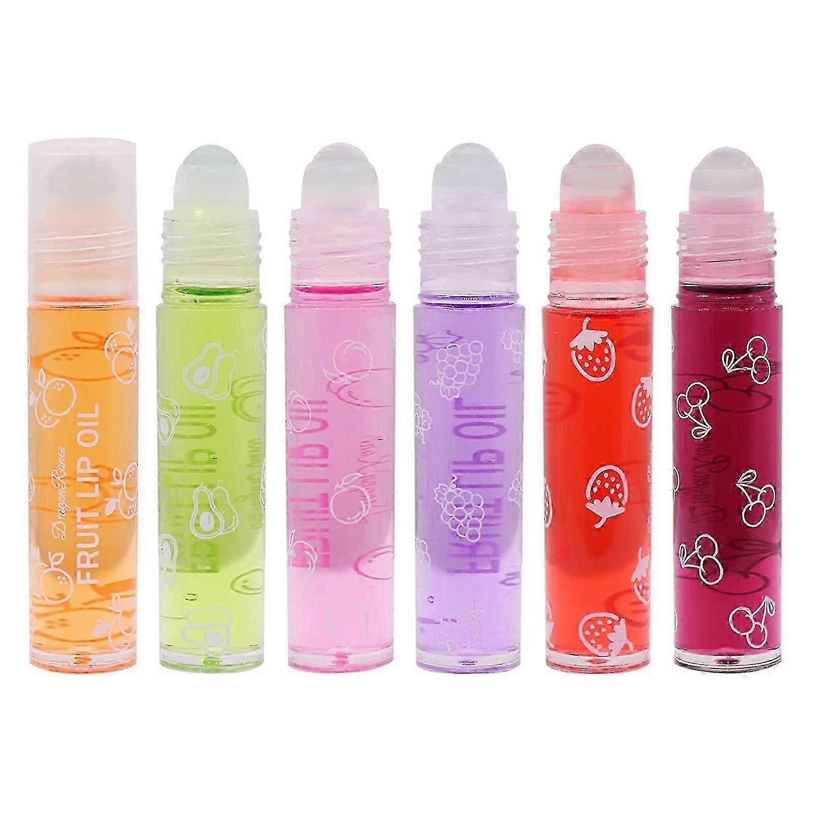 6Pcs Glitter Lip Gloss Roll On Colourless Lip Gloss Transparent Lip Shiner Roll-On Lip Gloss Set