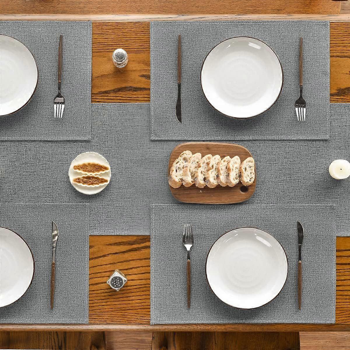 Conjunto de Placemats Sazonais Cinzentos de 4 - 12x18 polegadas, decoração de festa