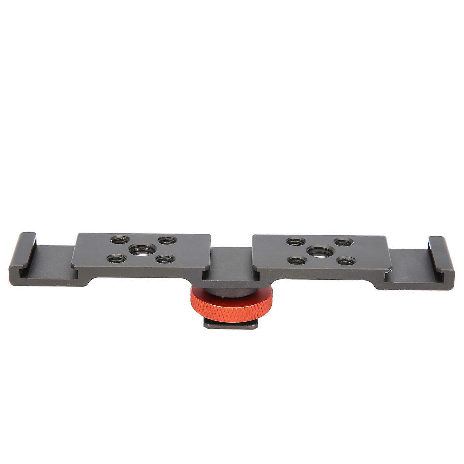 3 In 1 Hot Shoe Mount Adapter Extension Bar Bracket Stand for Camera Mobile PhoneBlack Silver