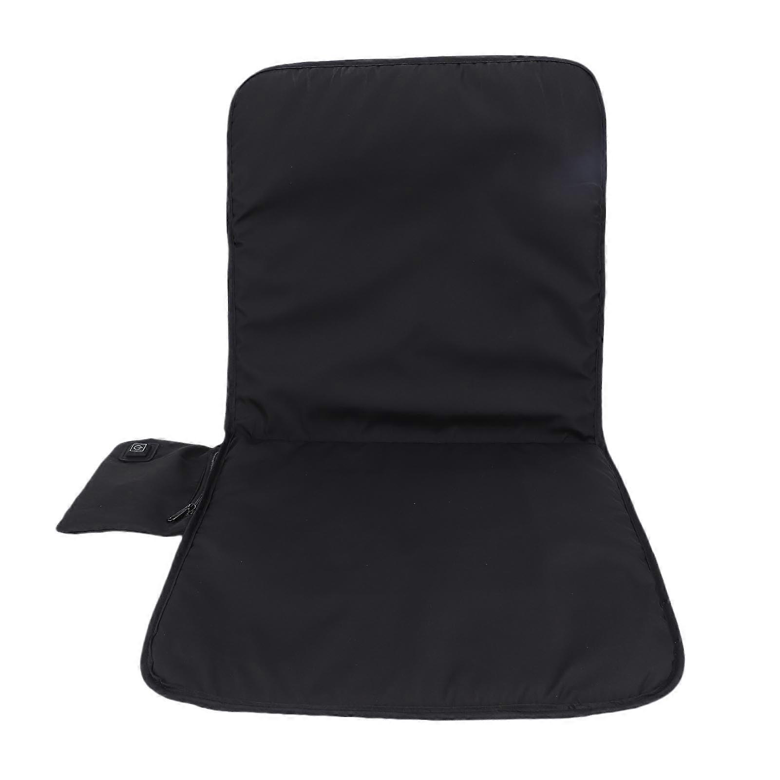 Heated Chair Cushion Foldable Memory Foam Pad, USB Powered, 3 Heat Settings, Power Bank Storage, Black