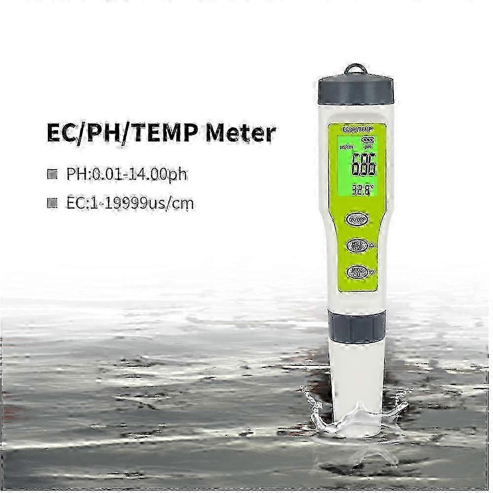 3 in 1 Electronic pH Meter for Swimming Pool, pH/EC/Temperature Water Quality Tester, 0-14 pH Measurement Accuracy