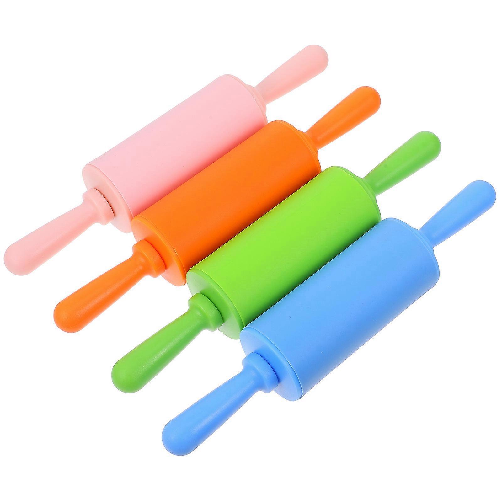 Plasticine Rolling Pin Toy for DIY Craft with 4Pcs Assorted Color Rolling Pins