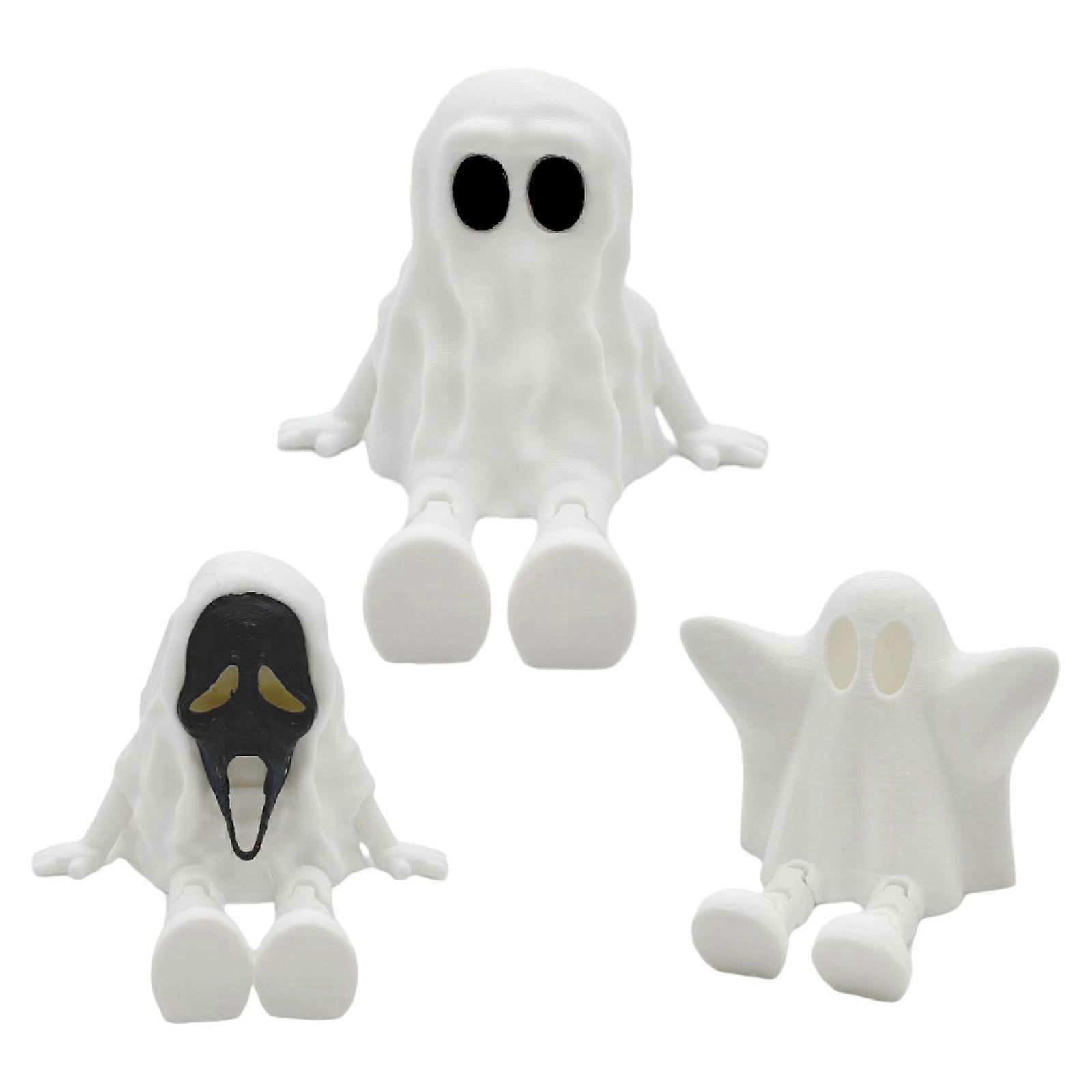 Articulated Halloween Ghosty Figurine Joint Movable Safe Mini Decoration Ornament for Table Display Multicolor
