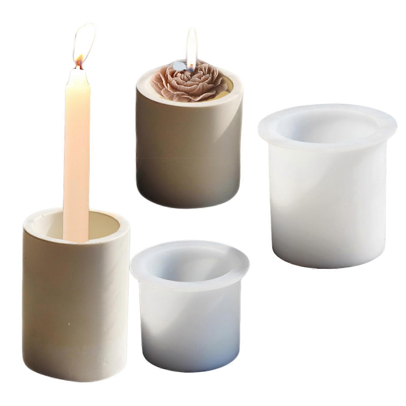 2 in 1 Round Candle Holder Plaster Mold Functional Silicone Round Candle Holder Molds for Distinctive Present Crafting Multicolor