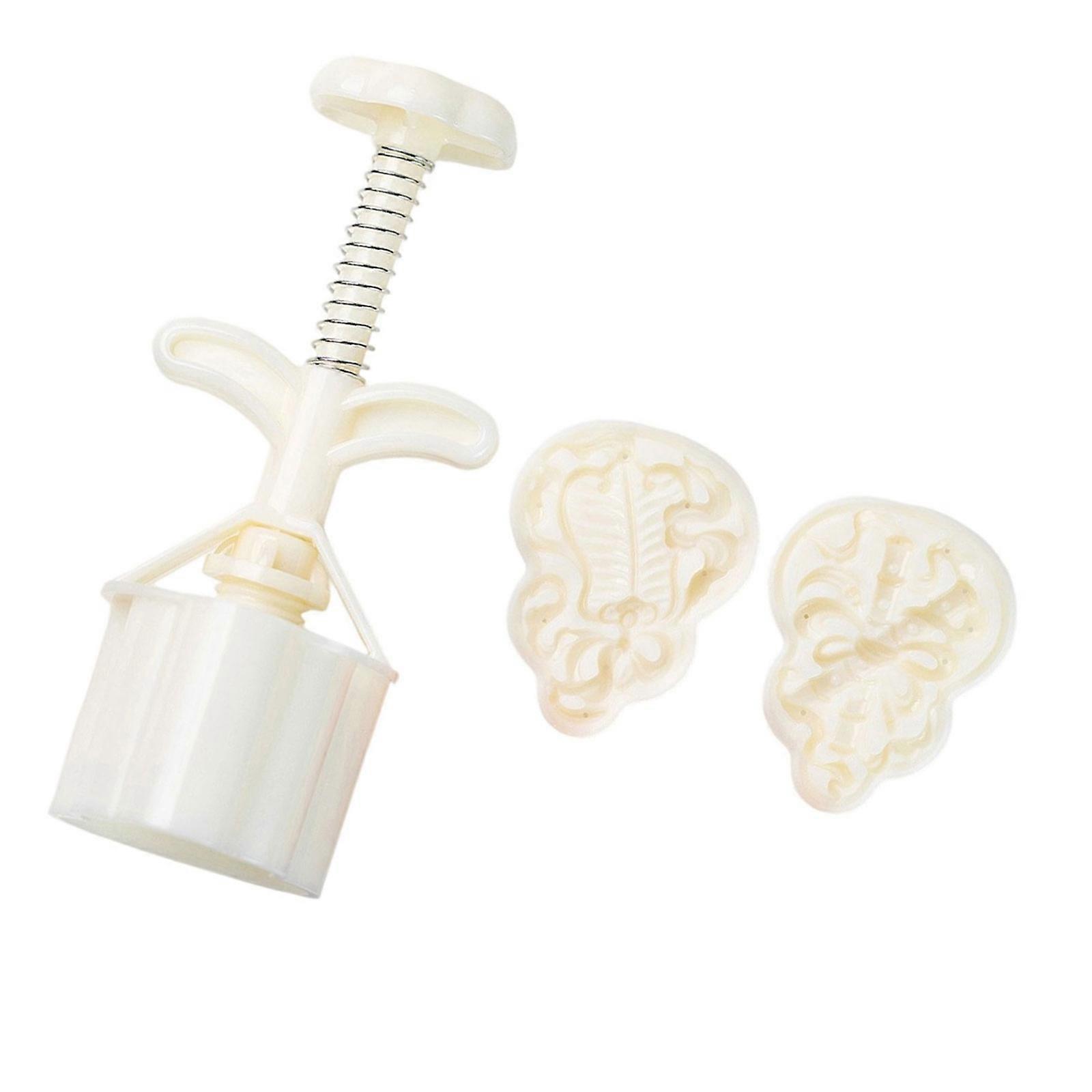 Double Pattern Moon Cake Making Plastic Molds Traditional Baking Tool With Fan And Flute Cultural Pattern Gourd Shape Multicolor