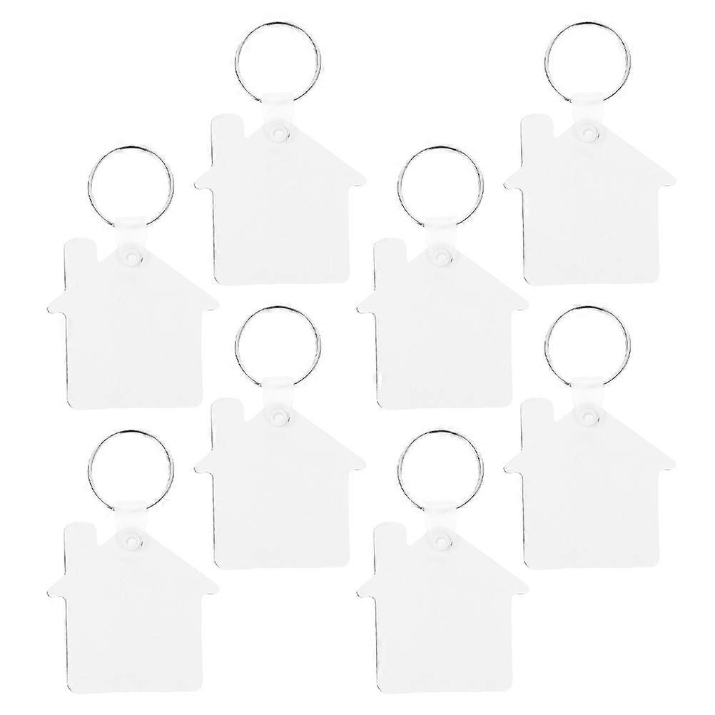 8pcs Unfinished Sublimation Keychain Key Ring Crafting Sublimation House Shaped Blanks