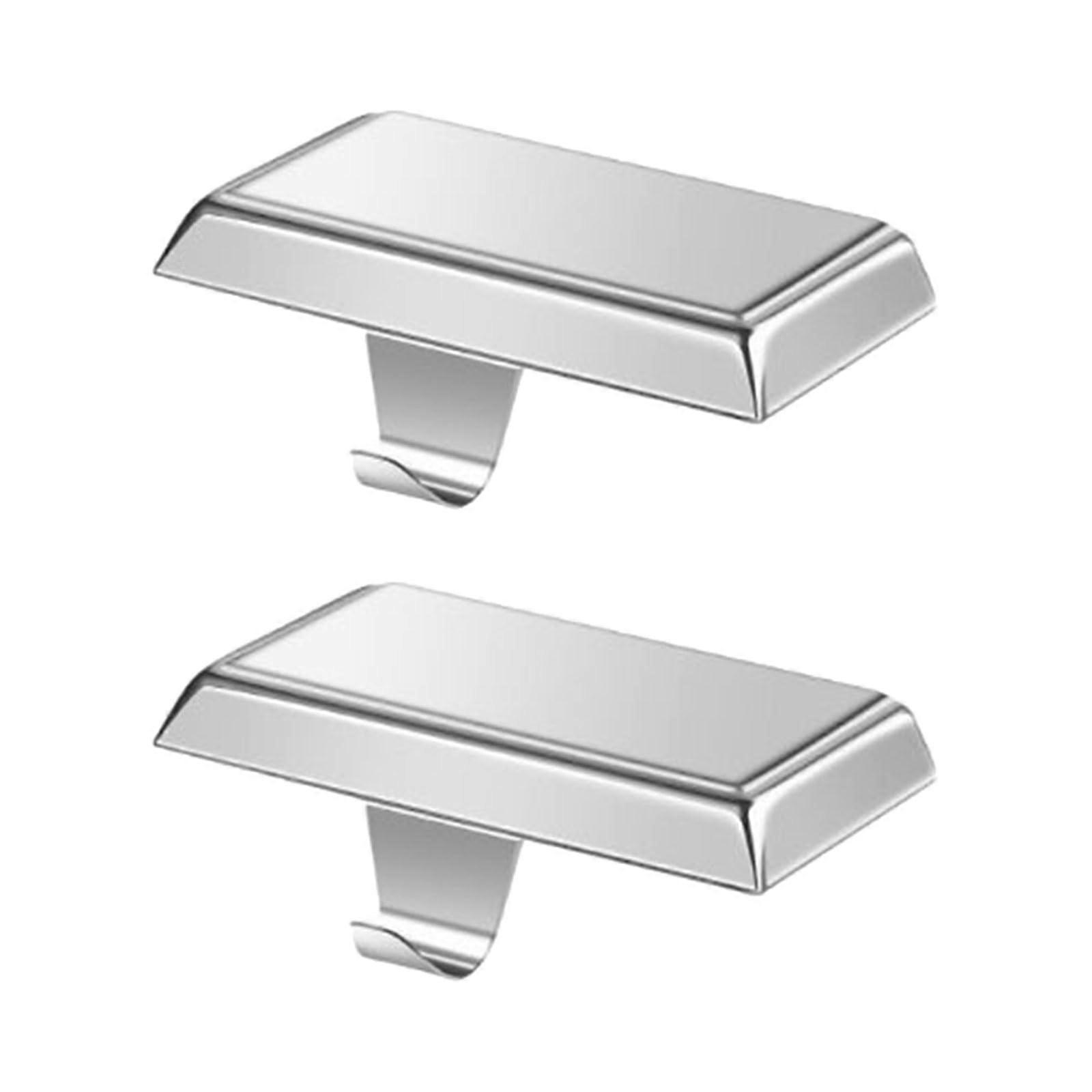 2 Pack Christmas Stocking Holders for Fireplace Mantel or Shelf, Silver Rectangular Hooks