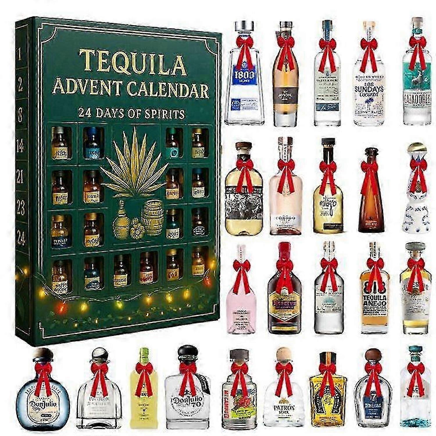 Tequila Advent Calendar, 24 Days of Spirits, 2D Acrylic Advent Calendar 2025, Tequila 24 Days Christmas Countdown Calendar, Each Door Opens a New Surp