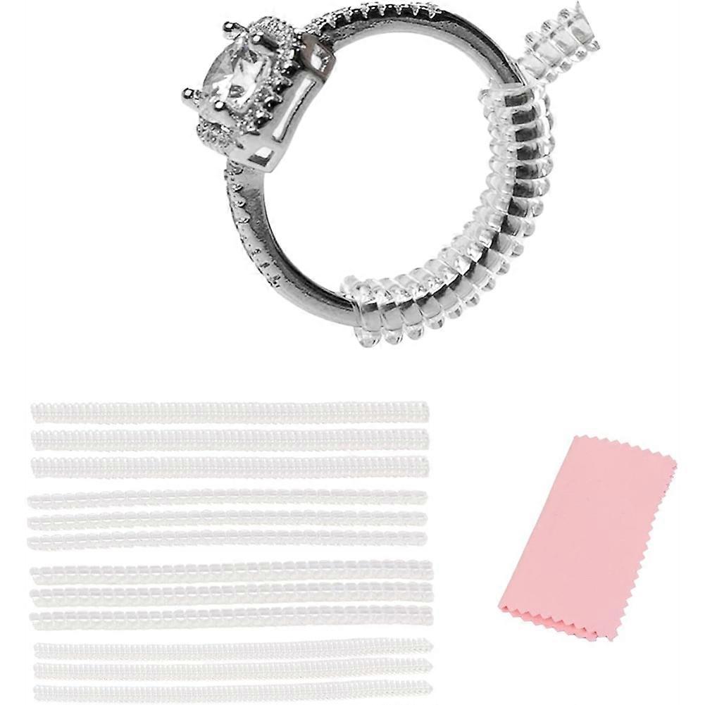 Paquet de 12 baguistes pour bagues lâches, 4 tailles, calibreur de bande en spirale, garde d’anneau en TPU transparent pour femmes hommes
