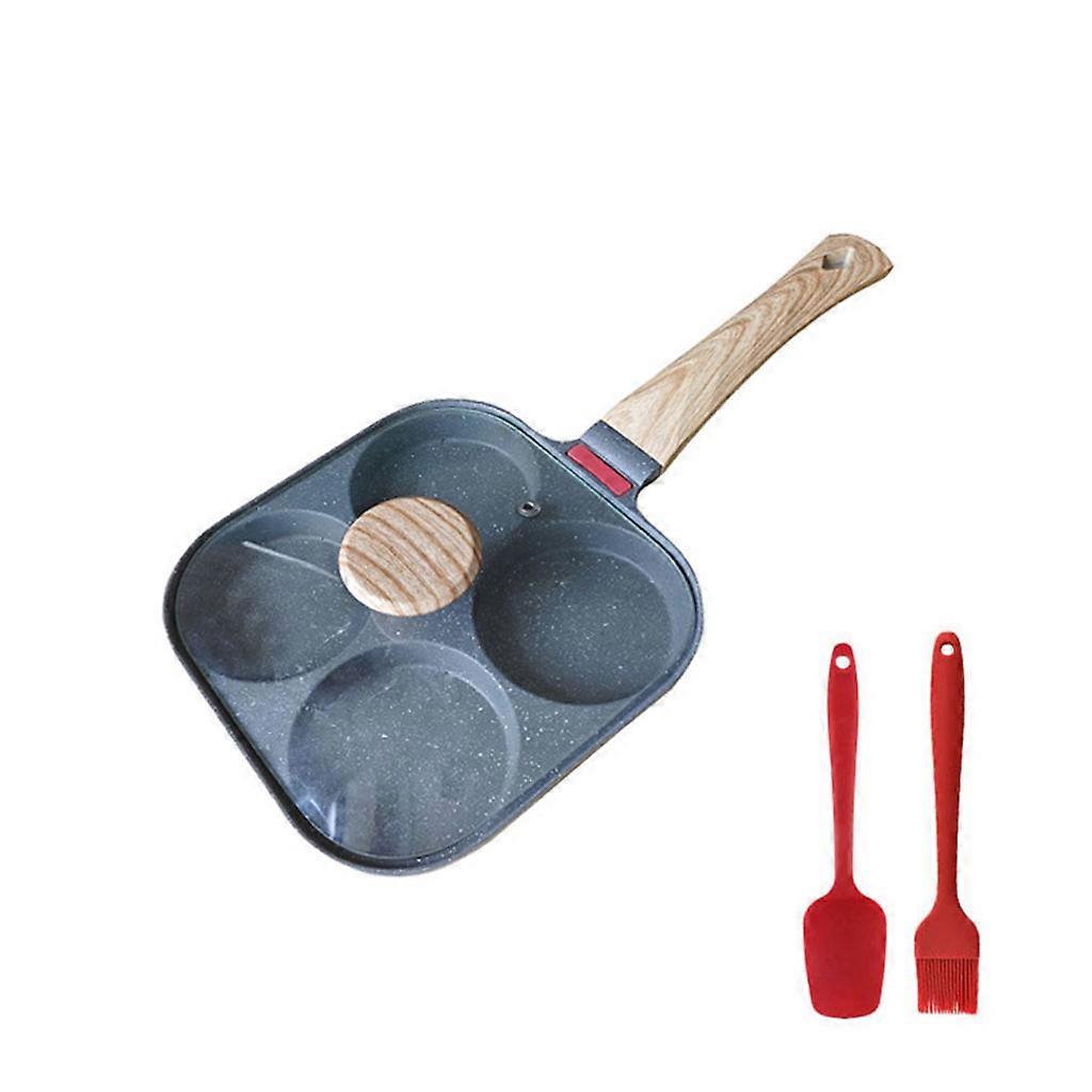 Egg frying pan, pancake pan with lid, 4-hole eyelet pan, non-stick aluminum pan for breakfast, for induction & gas hobs