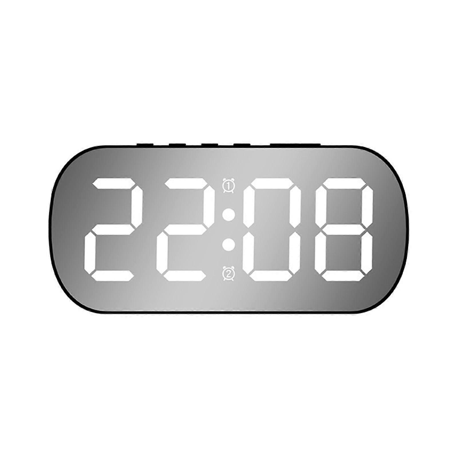 Kiplyki Digital Alarm Clock LED Large Display, Multi-set Alarm, Desktop Bedside Study Kitchen Mirror Clock (White)