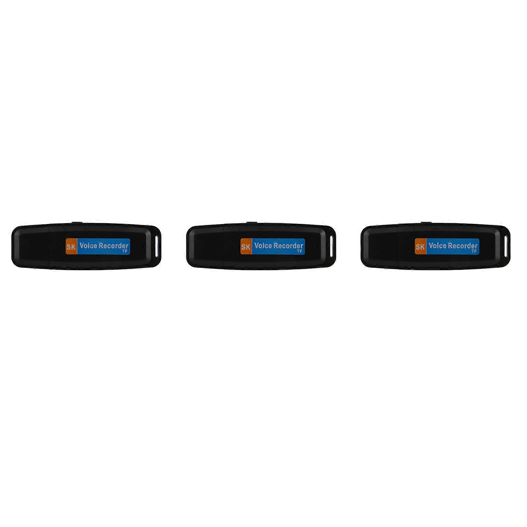 3X Mini U-Disk Digital Audio Recorder USB 3.0 Flash Drives Maximum Support 32GB Memory Card Black