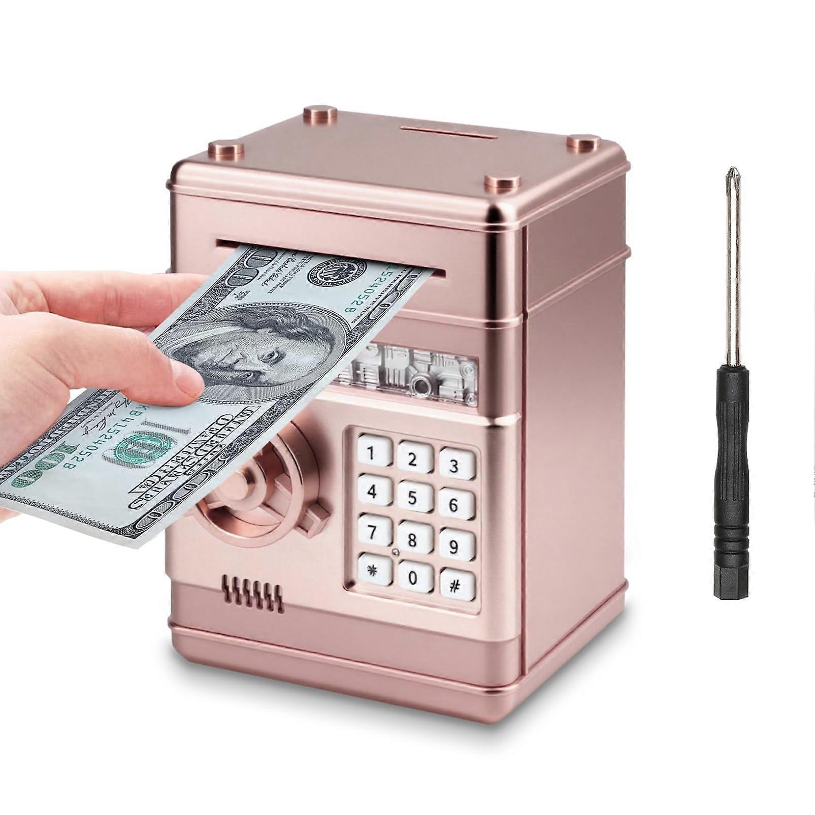 Kids Electronic Piggy Bank with 4Digit Password Lock and Automatic Money Scroll Birthday Gift