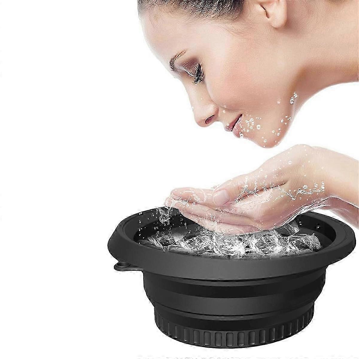 Foldable Hanging Silicone Face Ice Bath Bowl with Built-in Ice Tray-jg