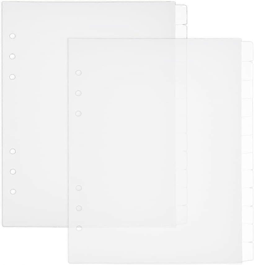 24 Sheets 6 Ring A5 Clear Binder Dividers 12 Tab Clear Binder Dividers PP Binder Dividers Plastic Discbound Notebook Index Divider for Planner Noteboo