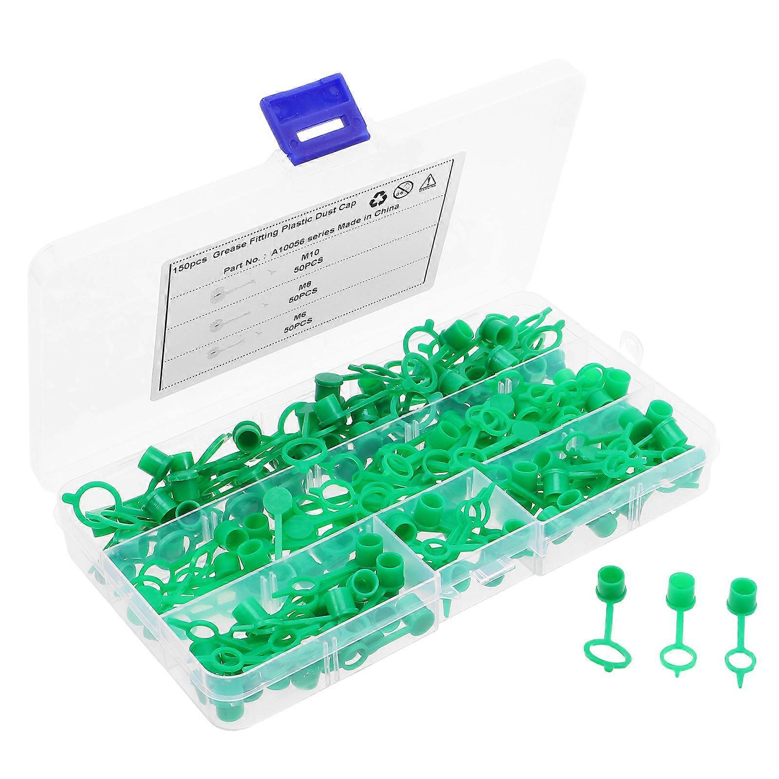 Plastic Grease Fitting Dust Caps Green for Protection 150Pcs Pack