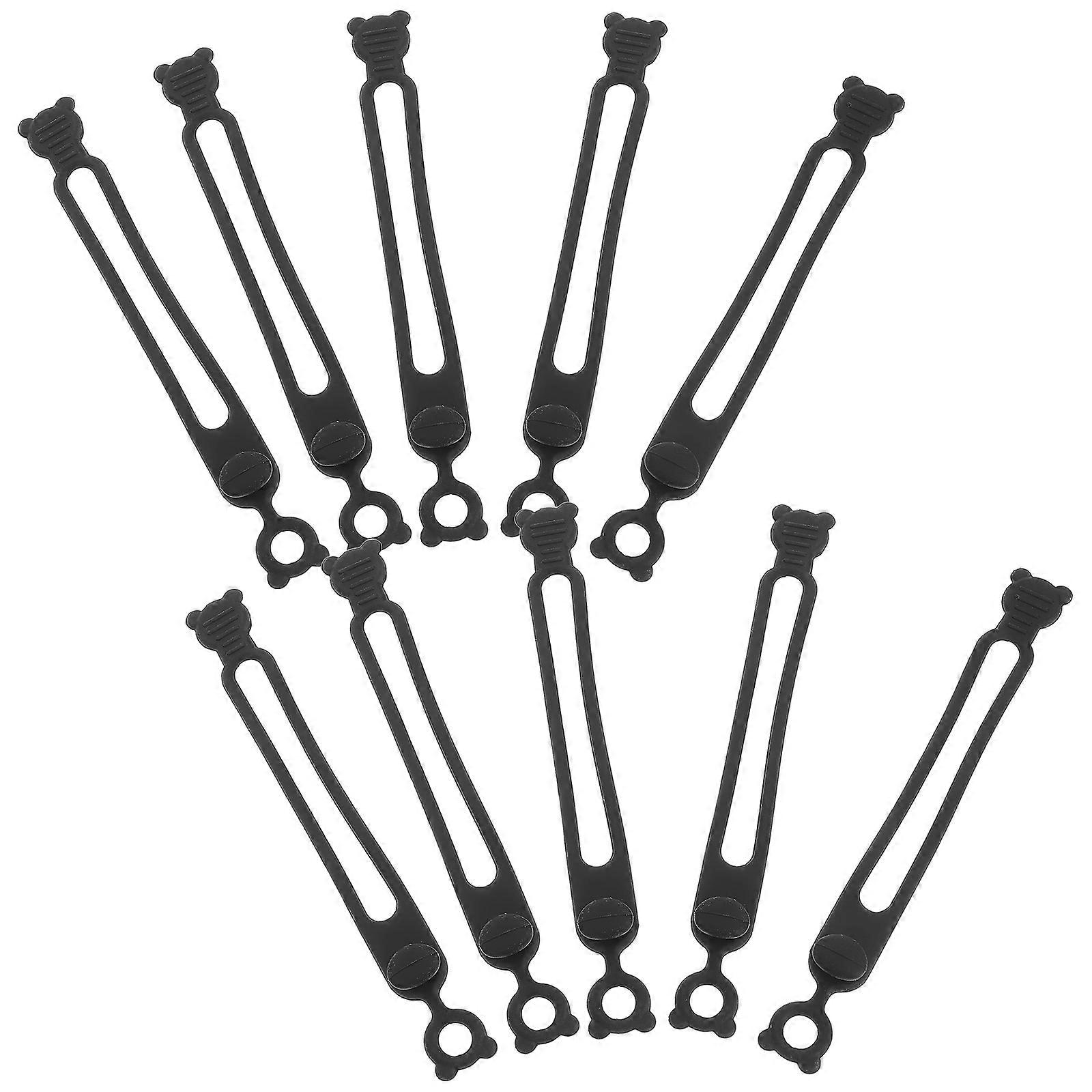 Black Silicone Cable Ties for Organization 10Pcs Reusable Wire Organizers