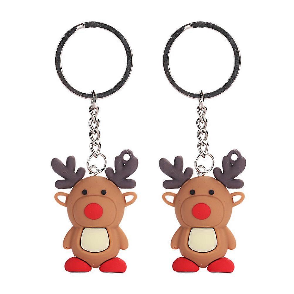 Christmas Theme Key Pendant Reindeer Key Chains for Bag 2Pcs