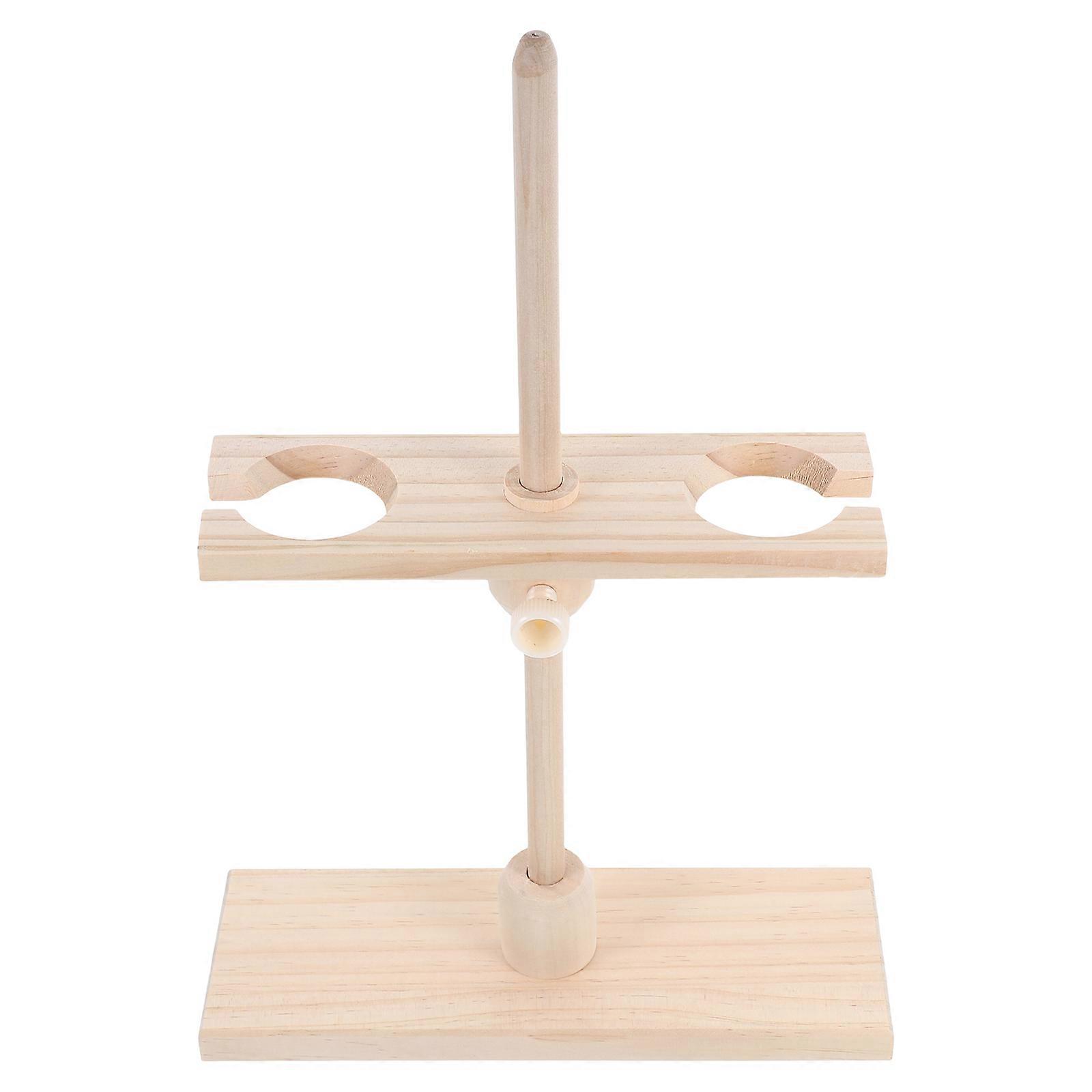 2-Holes Adjustable Wooden Funnel Rack for School Experiments Storage