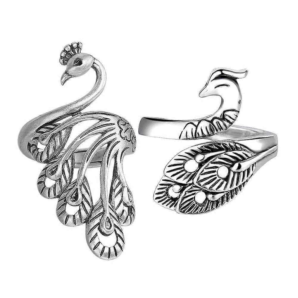 Versatile 2Pcs Knitting Rings With Adjustable Opening And Peacock Shape For Convenient Yarn Guiding For Artisans