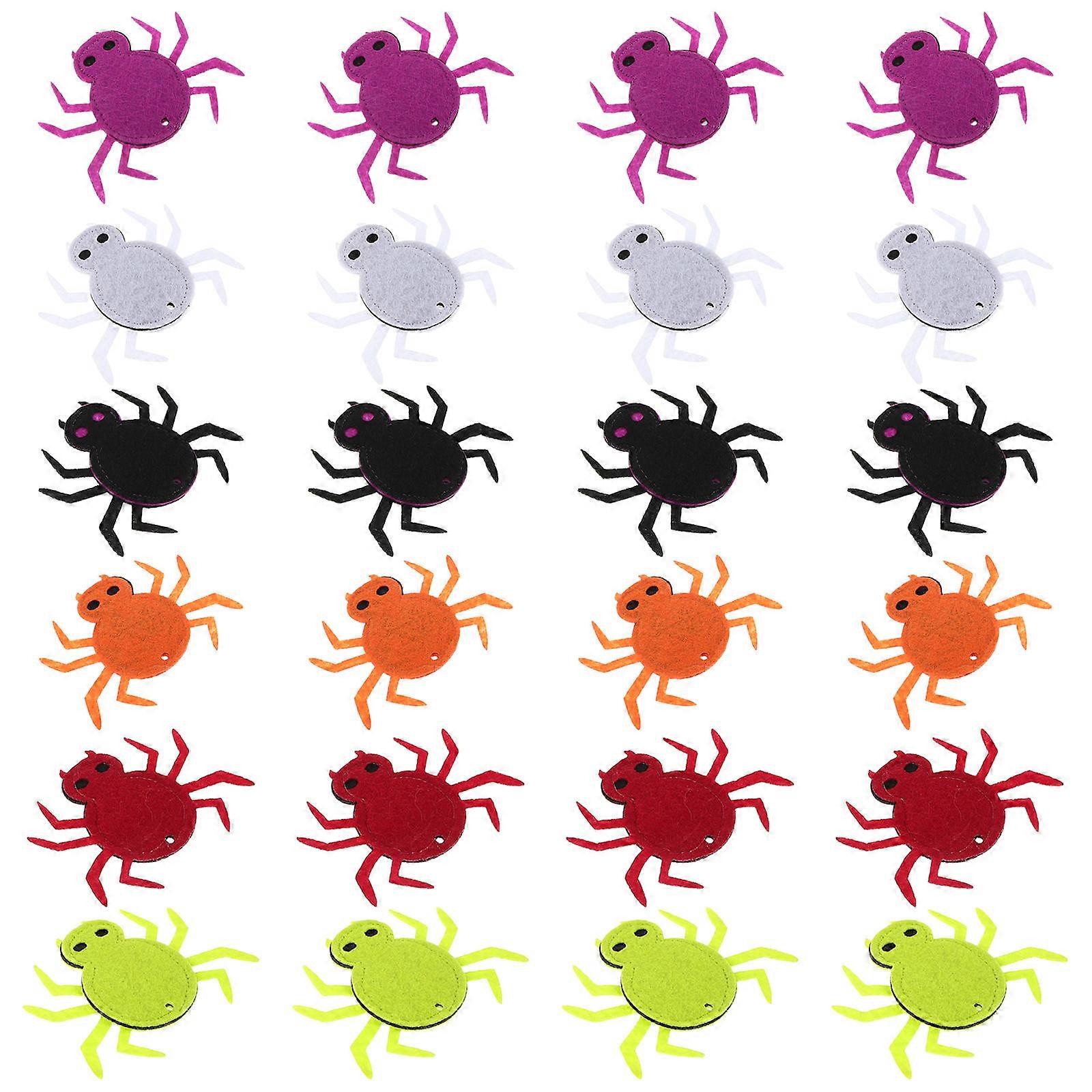 Halloween Spider Patch Felt Decorations for DIY Halloween Accessories 24Pcs