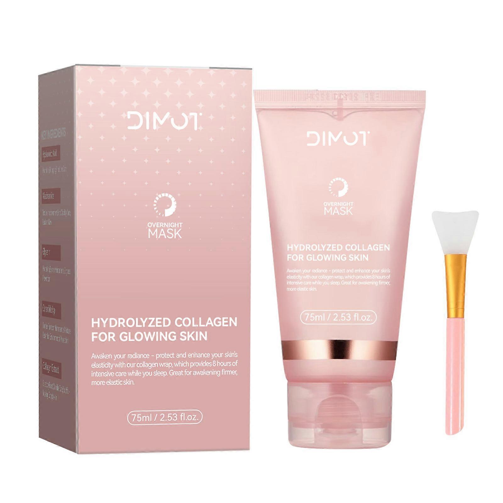 Premium Hydrolyzed Collagen Overnight Mask - 8H Elasticity Boost, 24H Moisture Lock, Pore Minimizing & Glowing Skin Solution (75