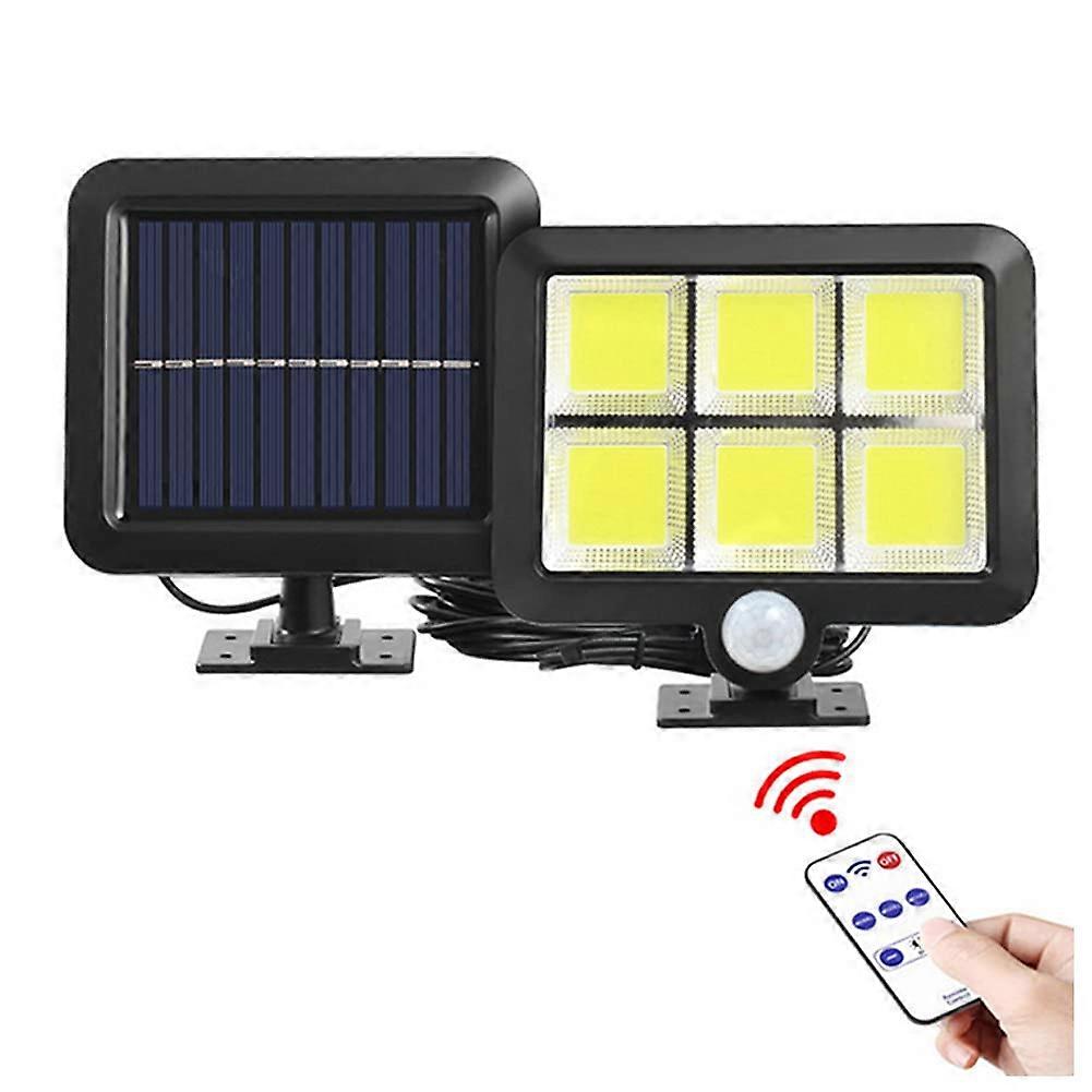 Solar Motion Sensor Light With Remote Control, Separate Panel, 3 Lighting Modes, 120 COB LED, 16.4ft Cable, Waterproof