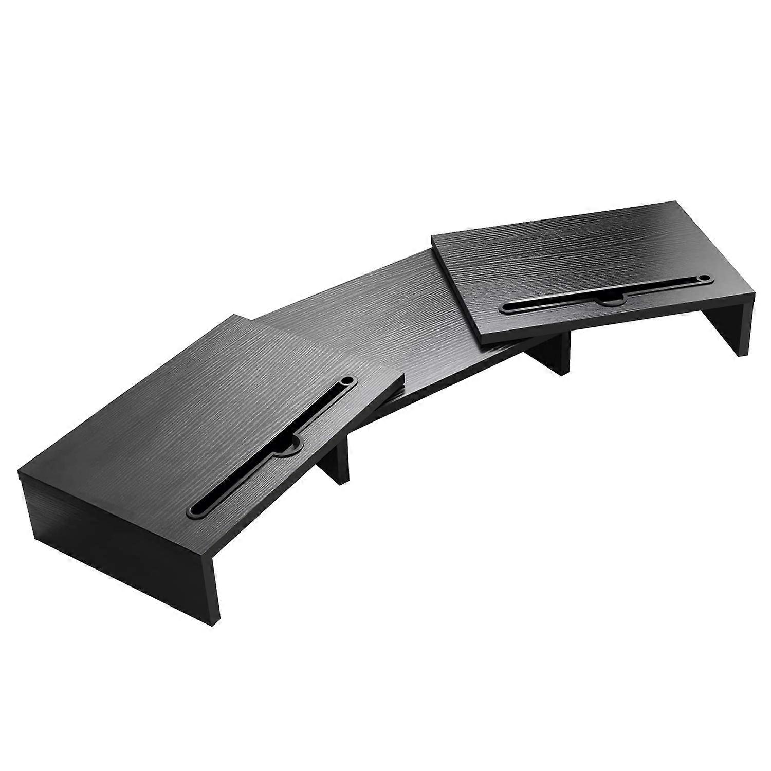 3-piece screen stand length-adjustable desk stand in black - 74 (104) x 27 x 10 cm - Screen booster with mobile phone holder for computer TV laptop in the office or at home