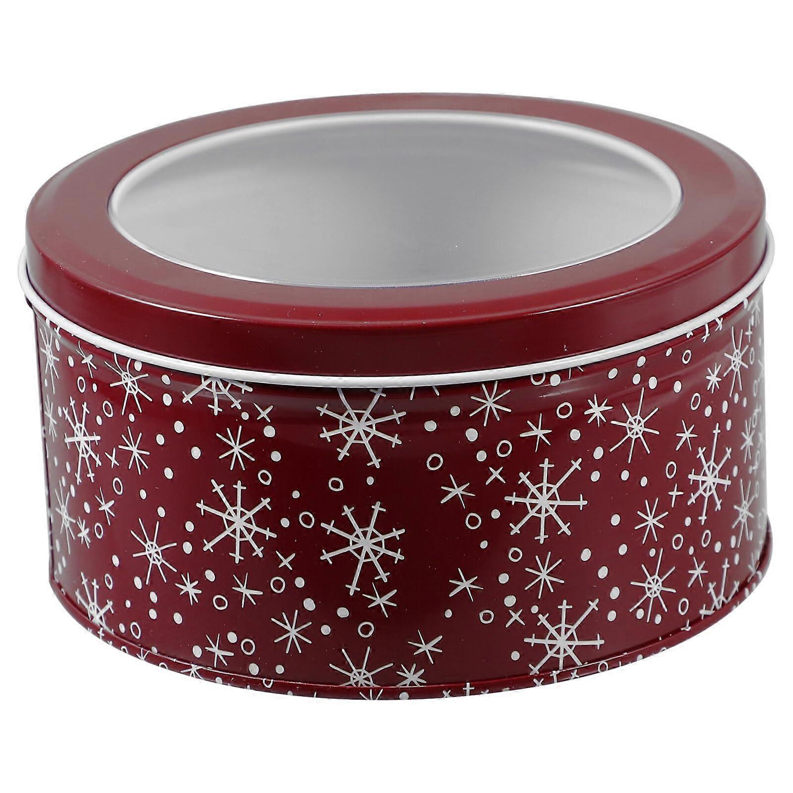 Christmas Cookie Tins with Lids, Round Tinplate Boxes for Holiday Treats and Candy Storage