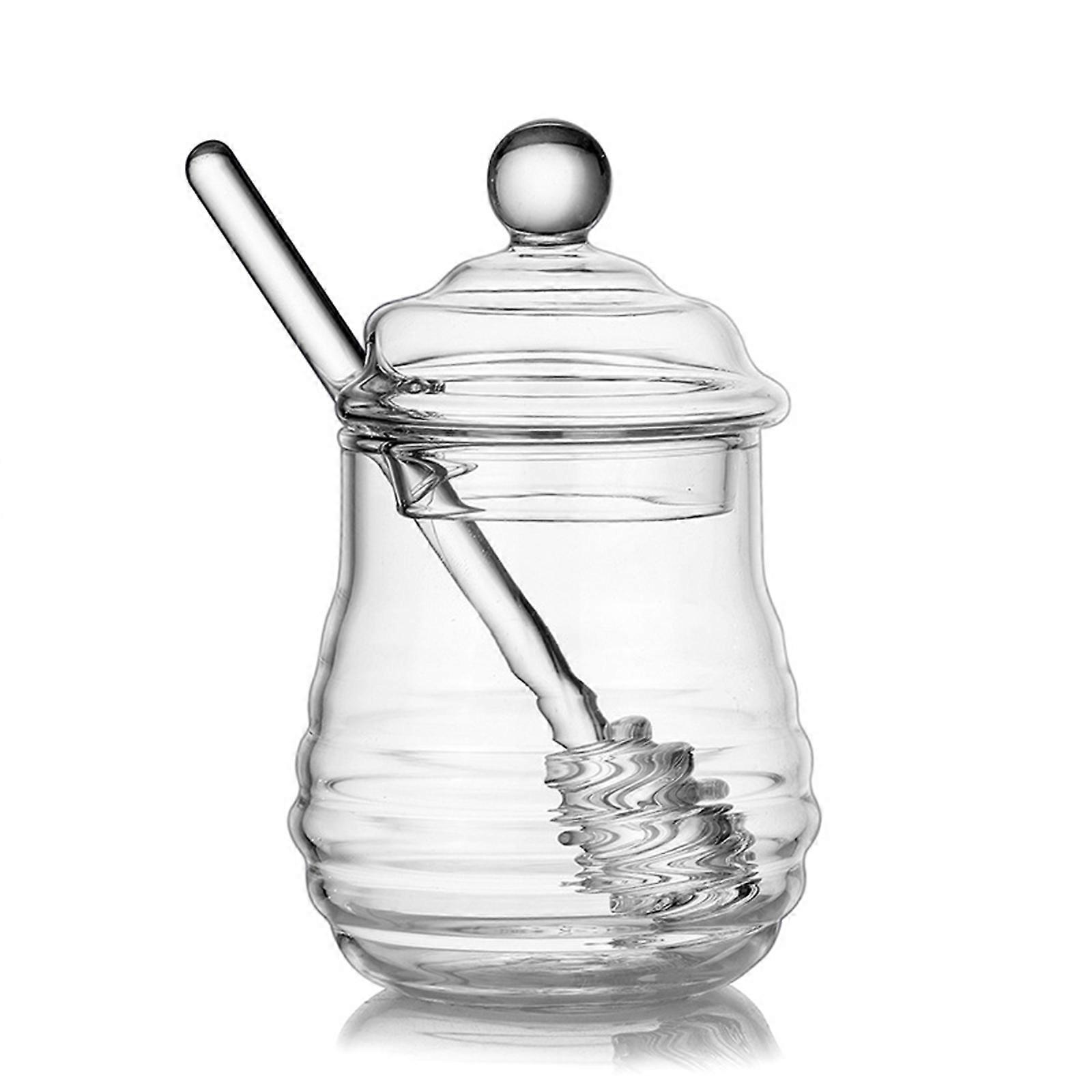 Reusable Glass Honeys Jar With Side Opening And Cap For Tidying Honeys Serving On Toasts And Drinks Multicolor